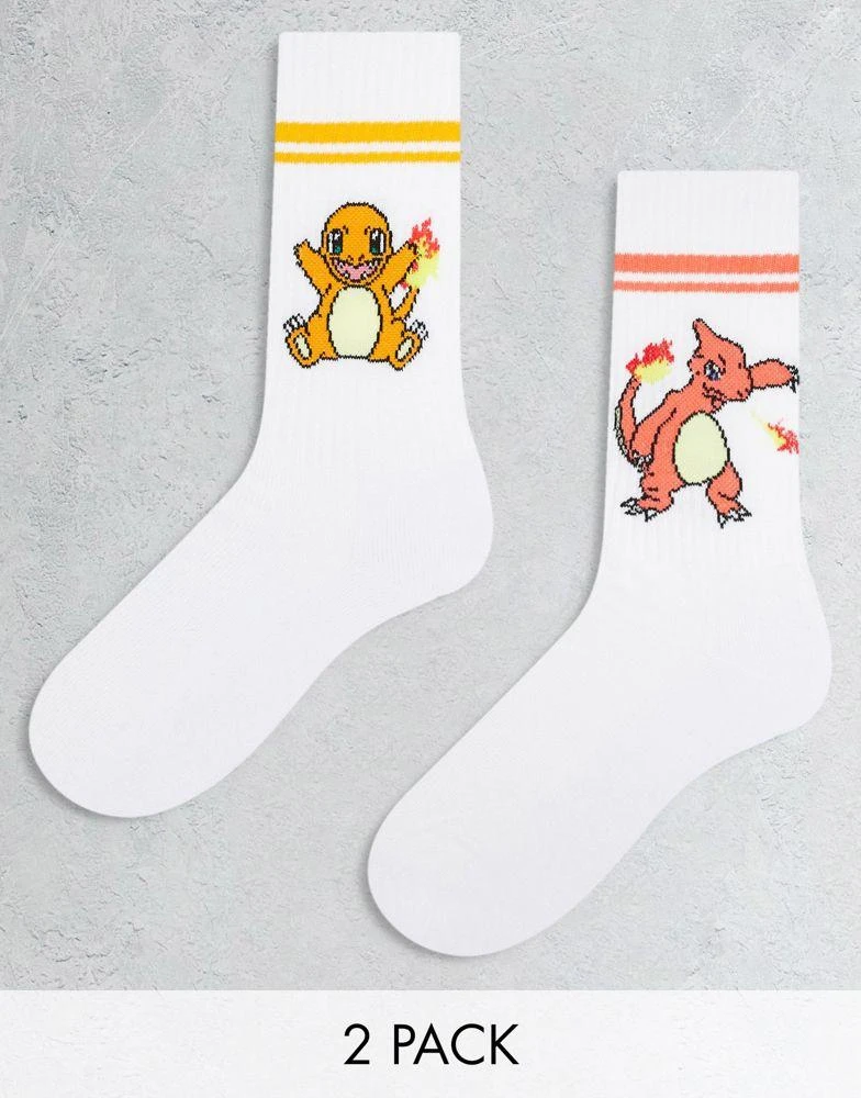 商品ASOS|ASOS DESIGN 2 pack Charmander Pokemon socks,价格¥101,第1张图片