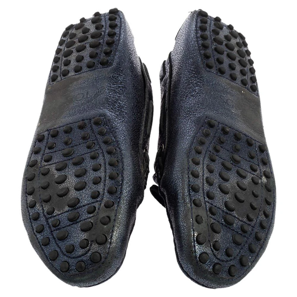 Tod's Metallic Blue Leather Gommino Slip On Loafers Size 38 商品