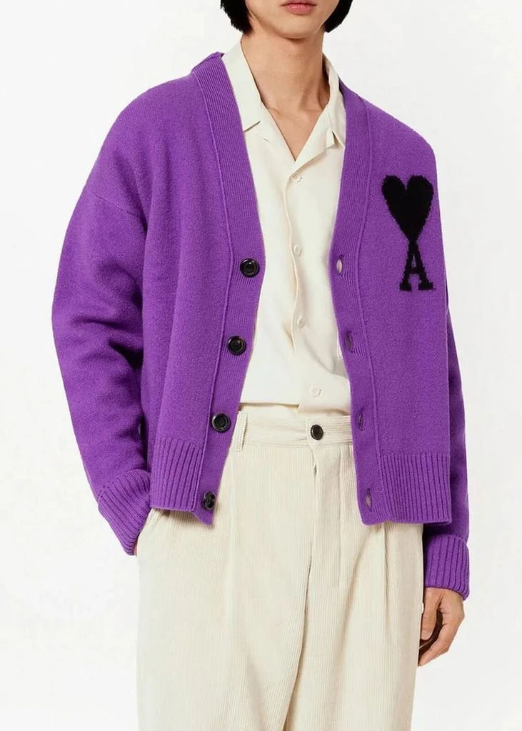 商品AMI|AMI Alexandre Mattiussi Purple Ami De Coeur Cardigan,价格¥3778,第3张图片详细描述