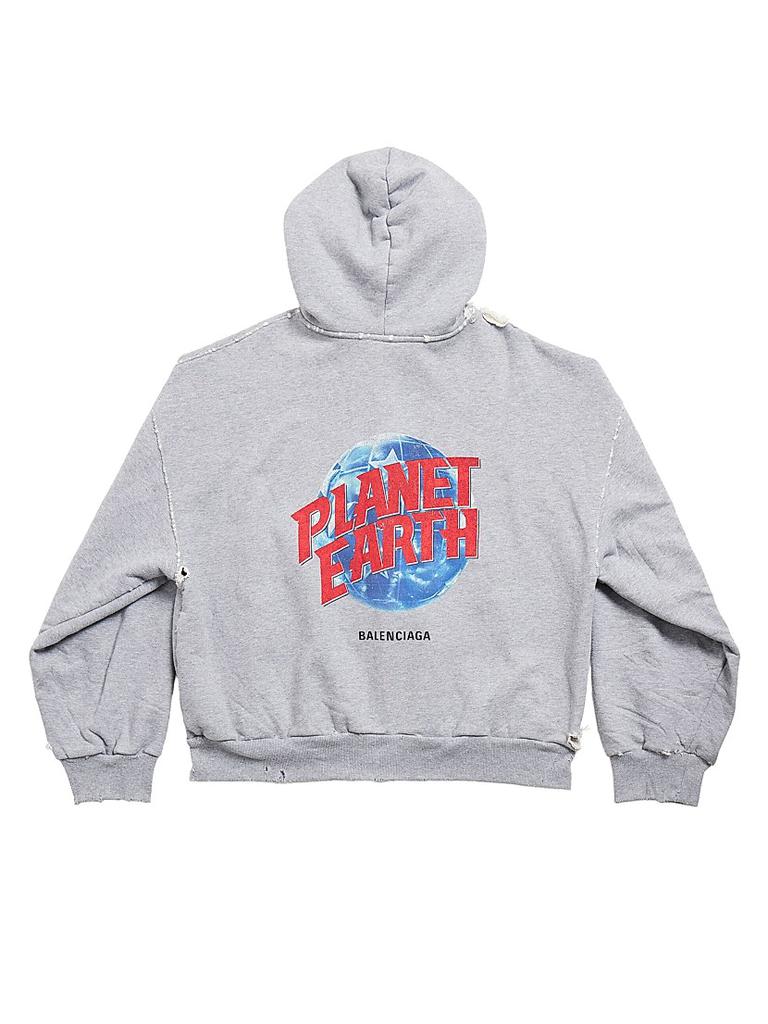Balenciaga Planet Earth Zip-Up Hoodie Regular Fit - Free Shipping