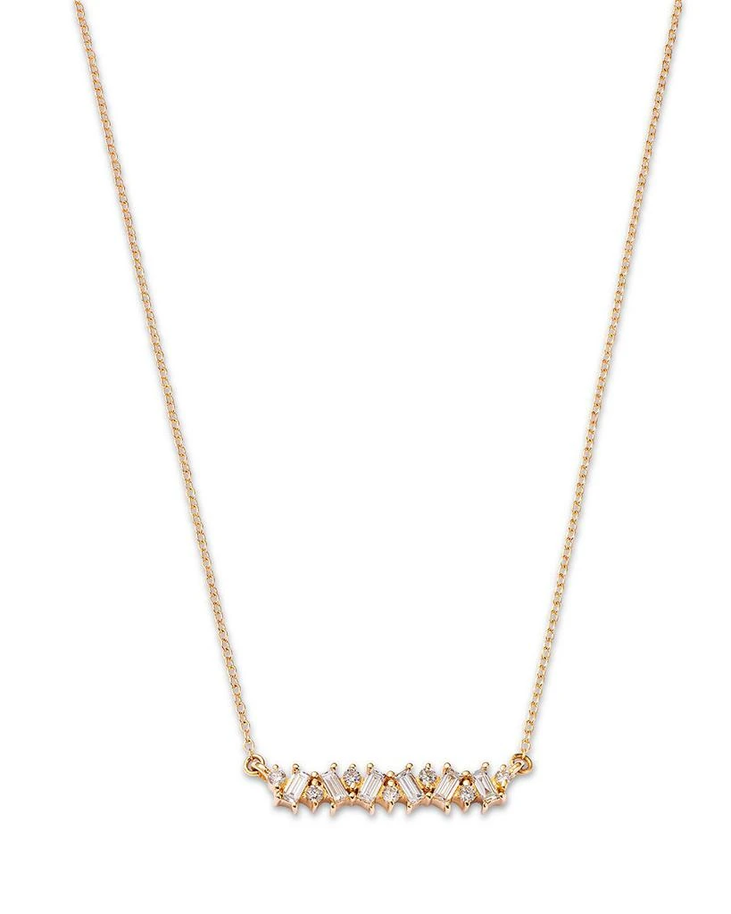 商品Moon & Meadow|14K Yellow Gold Lab Grown Diamond Round & Baguette Bar Necklace, 16-20",价格¥4368,第1张图片