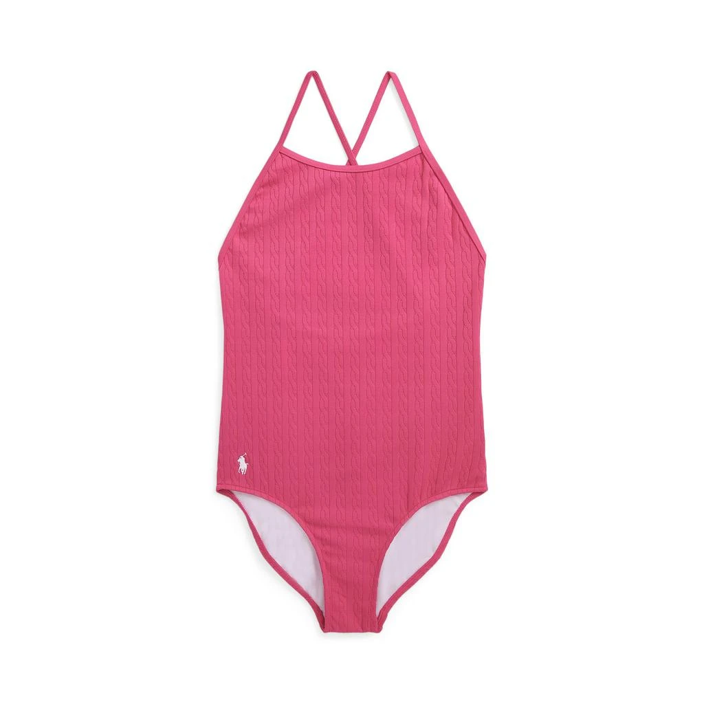 商品Ralph Lauren|Stretch Jacquard One-Piece Swimsuit (Big Kid),价格¥270,第1张图片