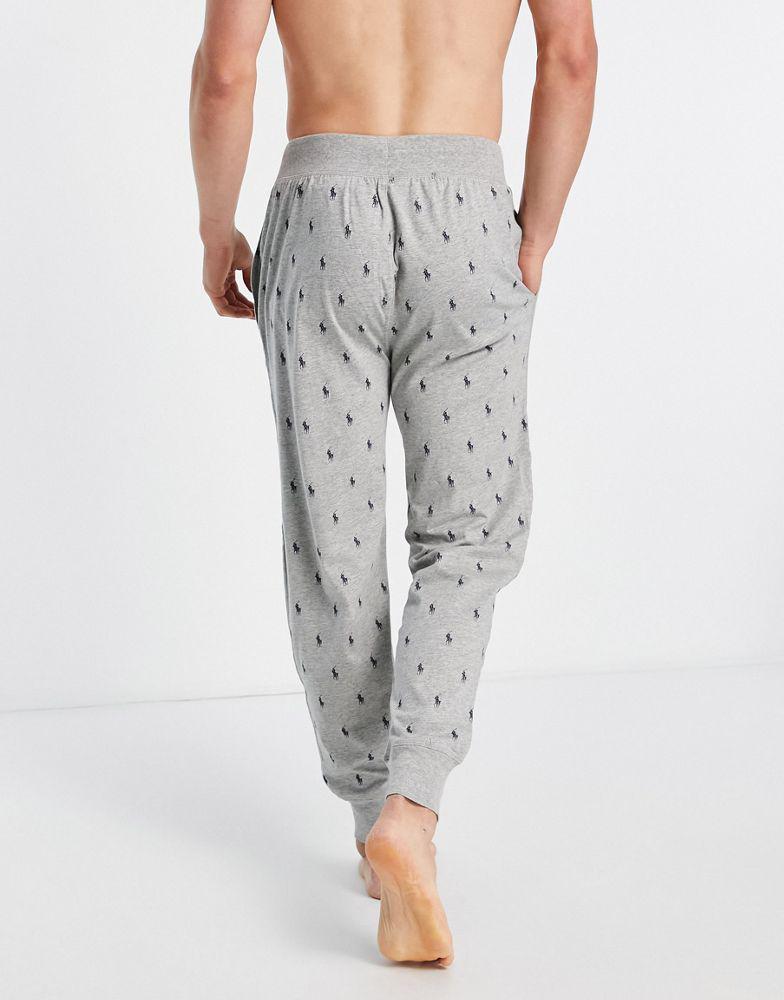 Polo Ralph Lauren lounge joggers in grey with all over pony logo商品第3张图片规格展示