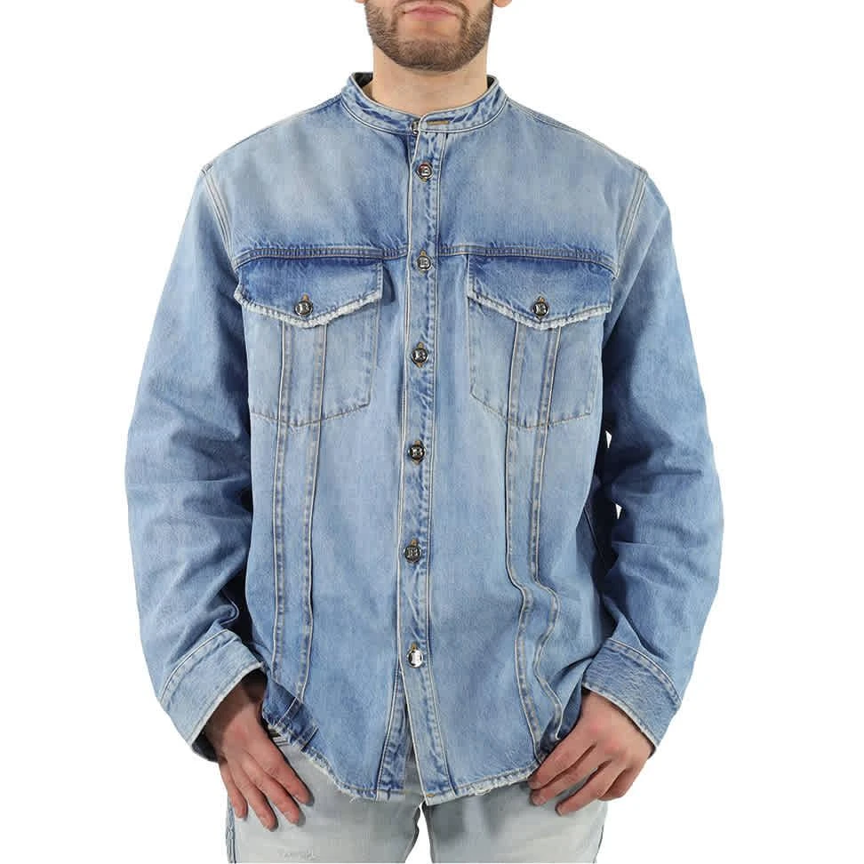 商品Balmain|Light Jean Blue Cotton Denim Shirt,价格¥3816-¥3830,第1张图片