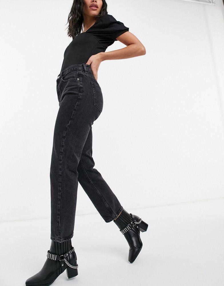 商品Topshop|Topshop Editor straight leg jeans in worn black,价格¥229,第6张图片详细描述