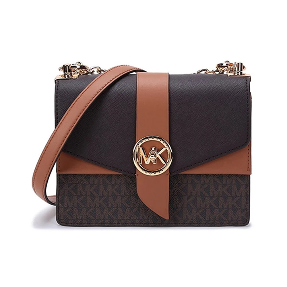 商品[国内直发] Michael Kors|MICHAEL KORS 女士棕色PVC配皮小号链条单肩斜挎信封包 32S1GGRC0B-BRNACORN,价格¥1392,第1张图片