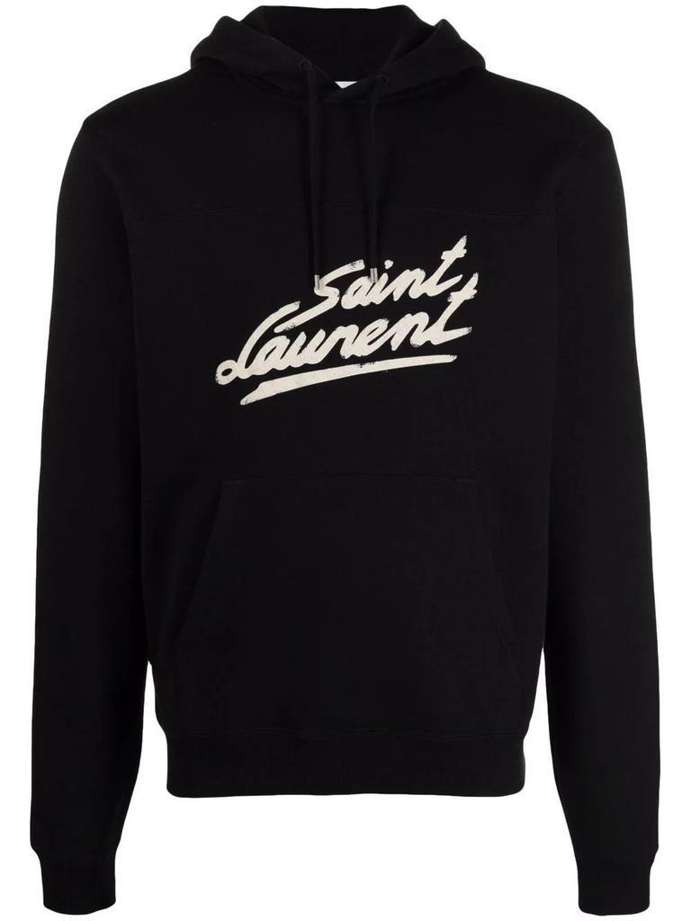 商品Yves Saint Laurent|Saint L AU Rent Men's  Black Cotton Sweatshirt,价格¥5206-¥5248,第1张图片