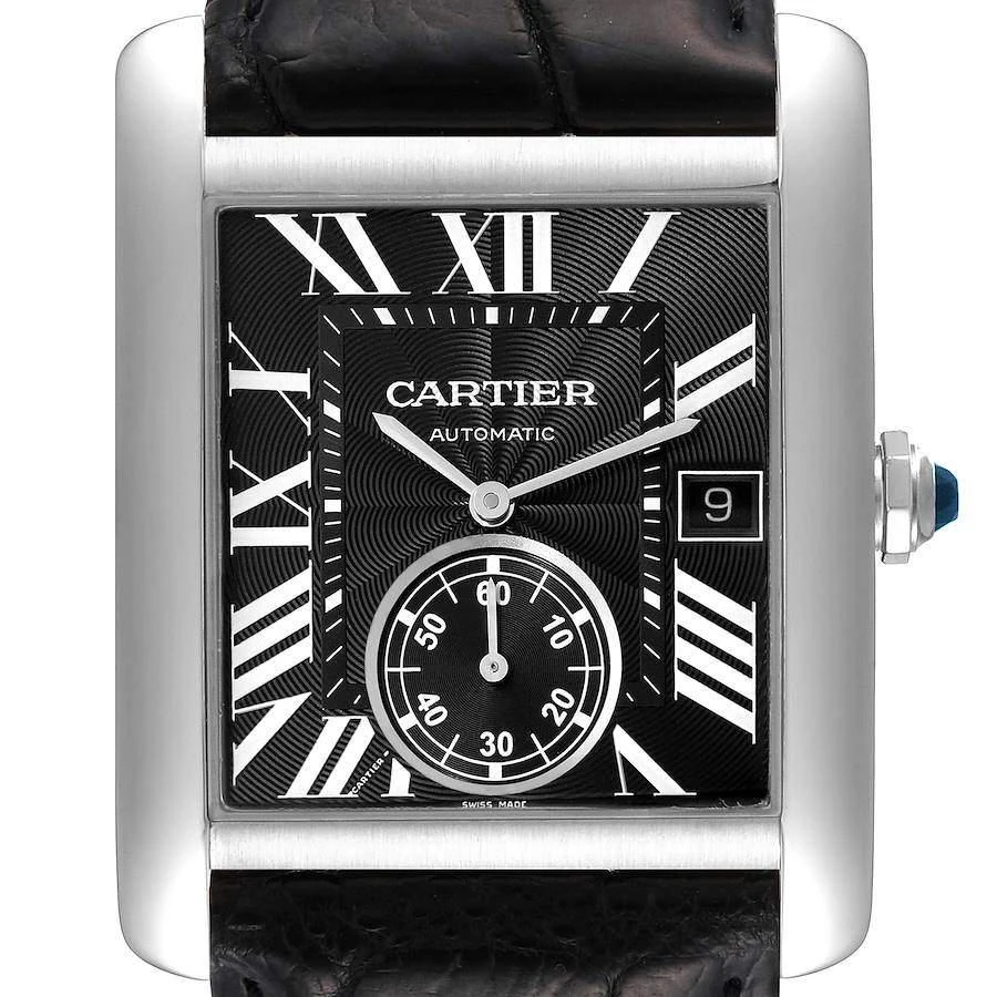 Cartier Black Stainless Steel Tank MC W5330004 Automatic Men's Wristwatch 34 mm 商品