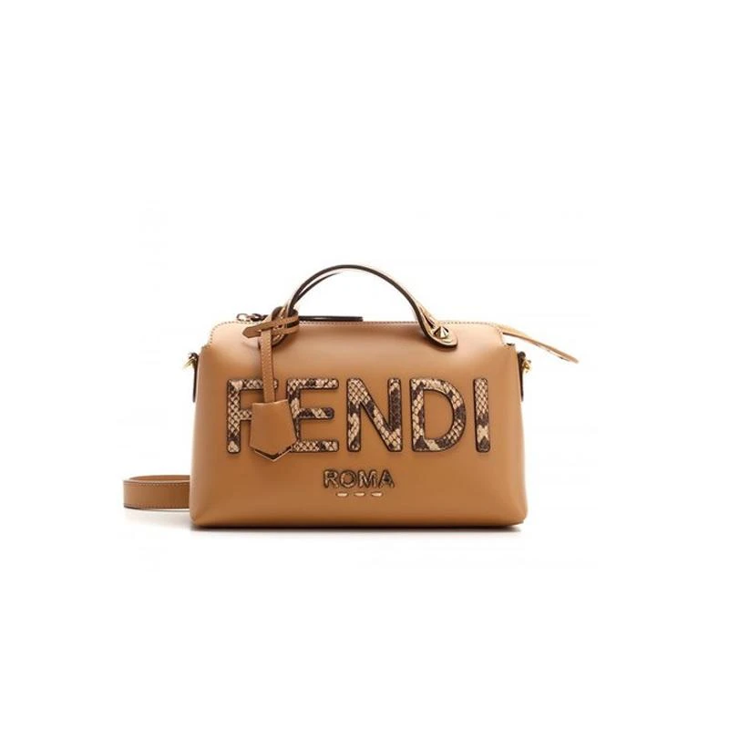 商品[国内直发] Fendi|芬迪 FENDI 女士BY THE WAY系列皮革手提单肩斜挎包波士顿包棕色LOGO图案中号 8BL146 AHMM F1FEO,价格¥10580,第1张图片