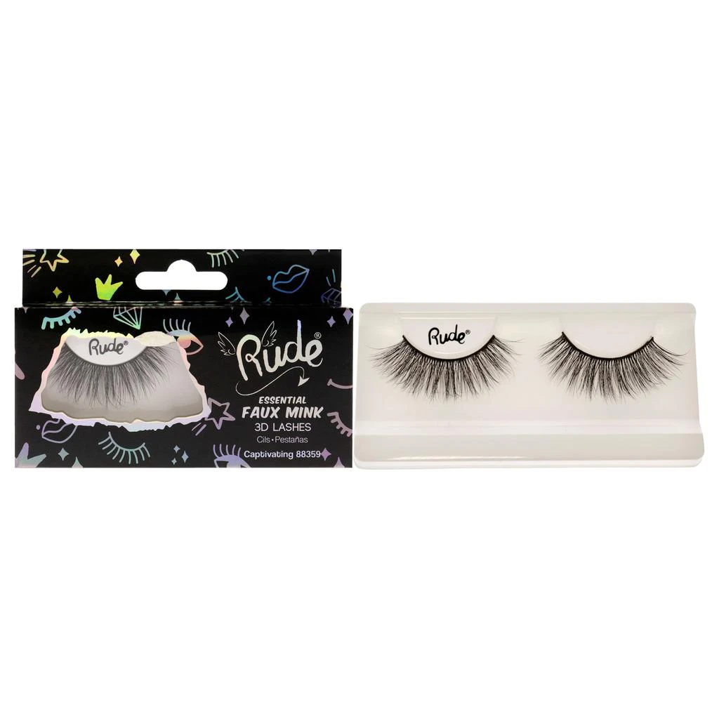 商品Rude Cosmetics|Essential Faux Mink 3D Lashes - Captivating by  for Women - 1 Pc Pair,价格¥63,第1张图片