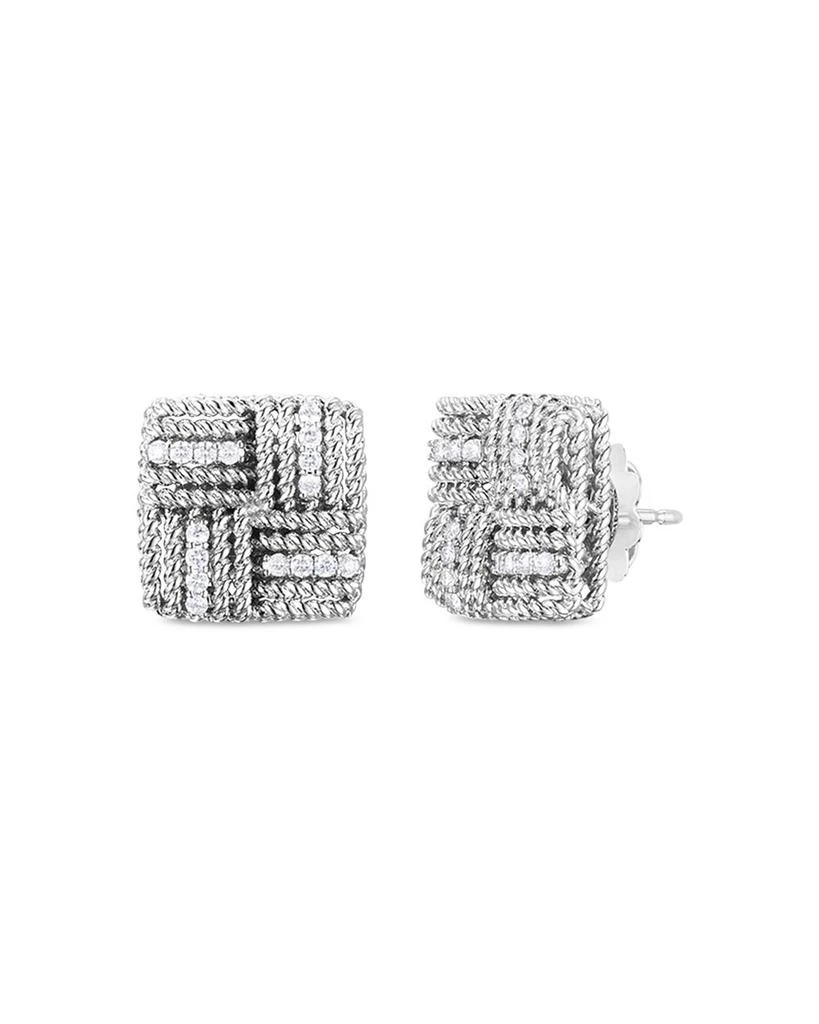 商品Roberto Coin|18K White Gold Opera Diamond Woven Stud Earrings,价格¥16791,第1张图片详细描述