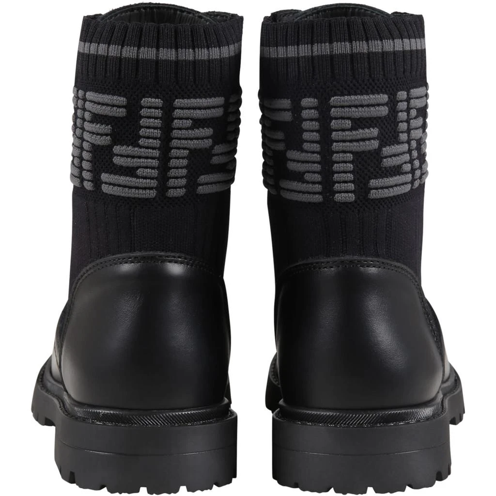 商品Fendi|Black Boots For Kids With Double Gray Ff,价格¥4310,第4张图片详细描述