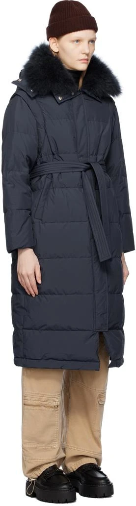 商品Yves Salomon|Navy Belted Down Coat,价格¥11059,第2张图片详细描述