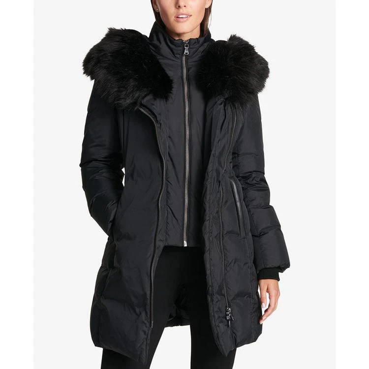 商品DKNY|Faux-Fur-Trim Asymmetrical Puffer Coat,价格¥1309,第4张图片详细描述