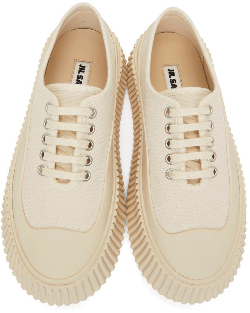 商品Jil Sander|Off-White Canvas Platform Sneakers,价格¥3347,第7张图片详细描述