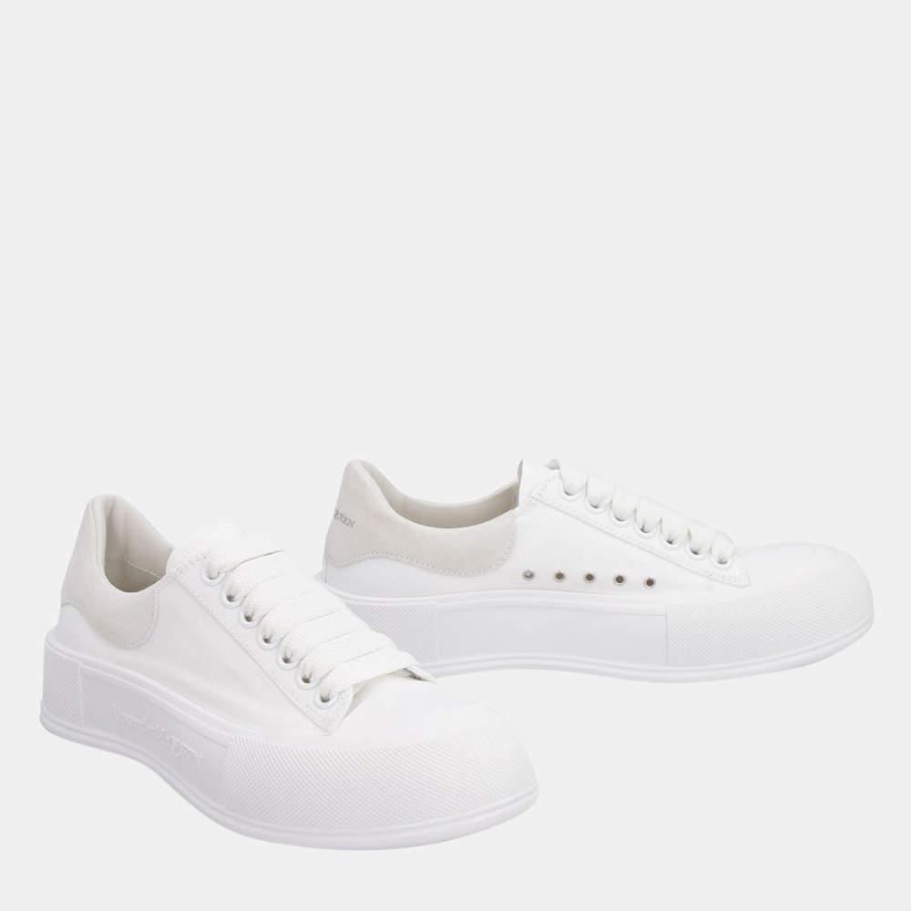 商品Alexander McQueen|Alexander Mcqueen White Canvas Deck Plimsoll Sneakers Size EU 40,价格¥4326,第5张图片详细描述