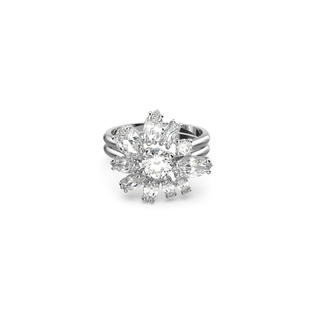 商品Swarovski|Gema cocktail ring mixed cuts flower white rhodium plated,价格¥1593,第1张图片
