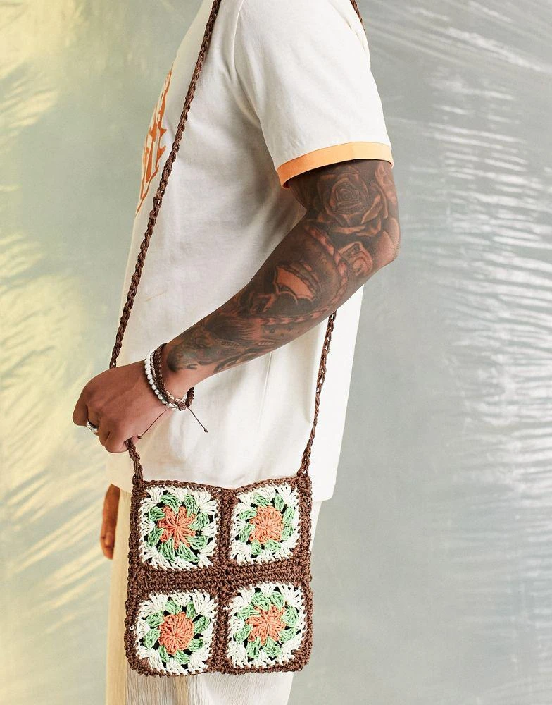 商品ASOS|ASOS DESIGN straw cross body bag in orange and green,价格¥81,第4张图片详细描述