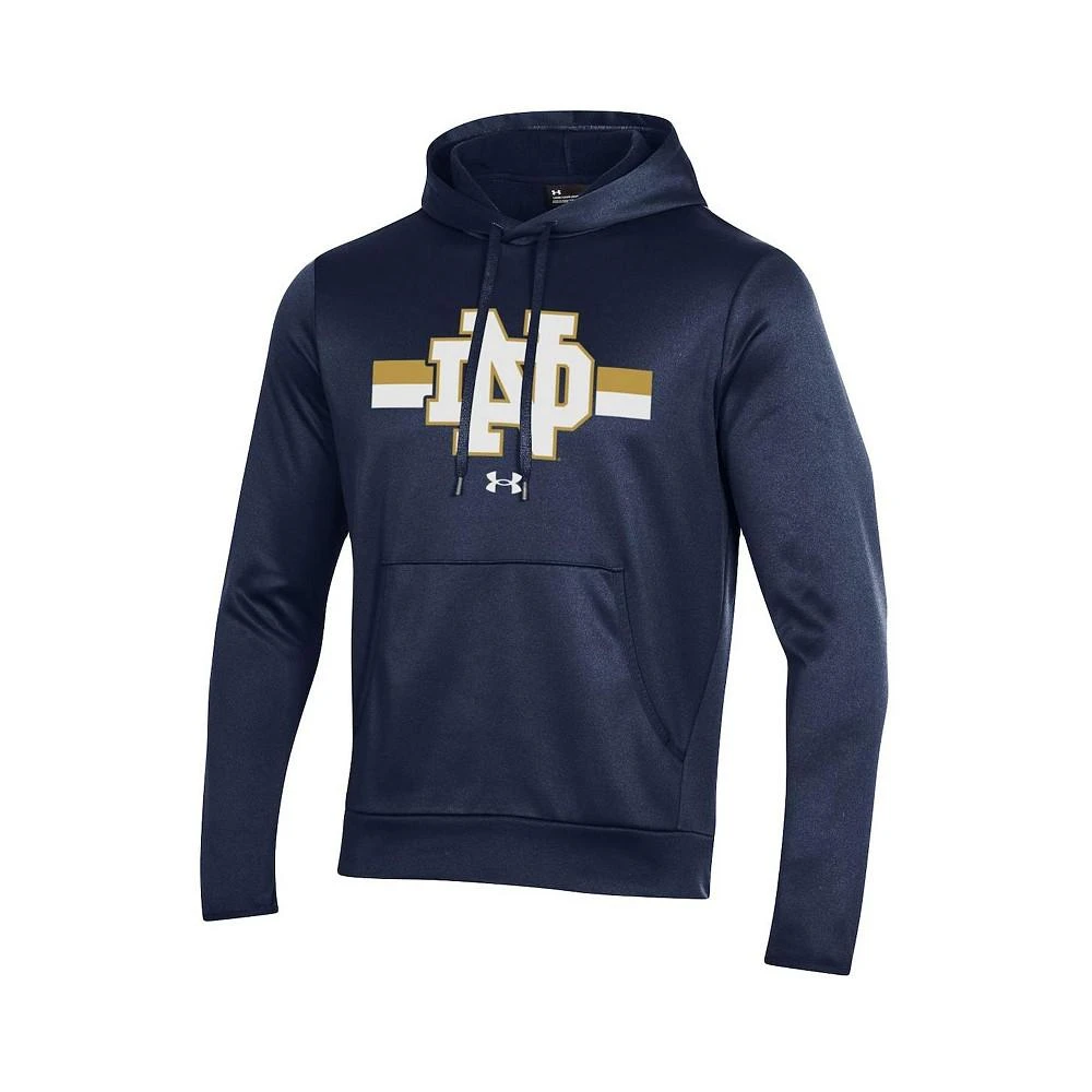 商品Under Armour|Men's Navy Notre Dame Fighting Irish Team Stripe Fleece Pullover Hoodie,价格¥594,第2张图片详细描述