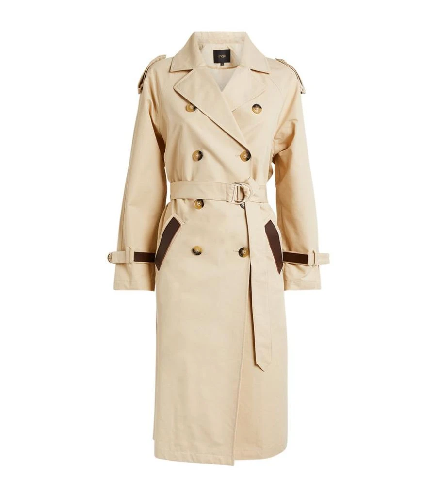 商品Maje|Leather-Detail Trench Coat,价格¥2604,第1张图片