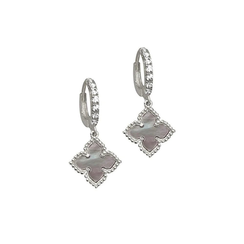 商品ADORNIA|Silver Plated Floral Dangle Hoop White Imitation Mother of Pearl Earrings,价格¥257,第1张图片