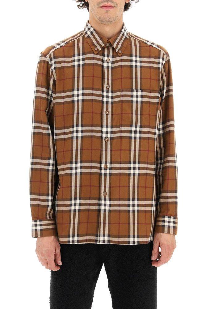 Burberry Checked Long-Sleeved Shirt商品第1张图片规格展示