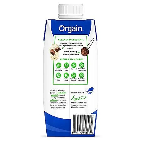 商品Orgain|Orgain 20g Clean Protein Grass Fed Shake, Creamy Chocolate Fudge 11 fl. oz., 12 pk.,价格¥149,第5张图片详细描述