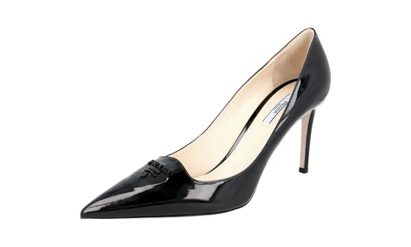 商品Prada|PRADA 女士黑色漆皮饰有字母徽标尖头高跟鞋 1I715I-069-F0002,价格¥3371,第1张图片