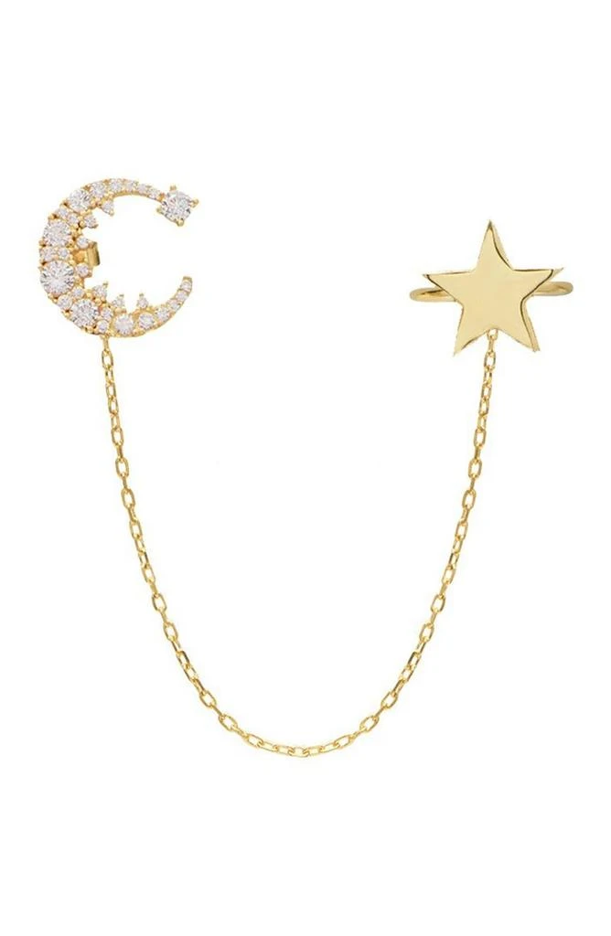 商品Gabi Rielle|Yellow Gold Vermeil CZ Moon & Star Ear Cuff,价格¥348,第1张图片
