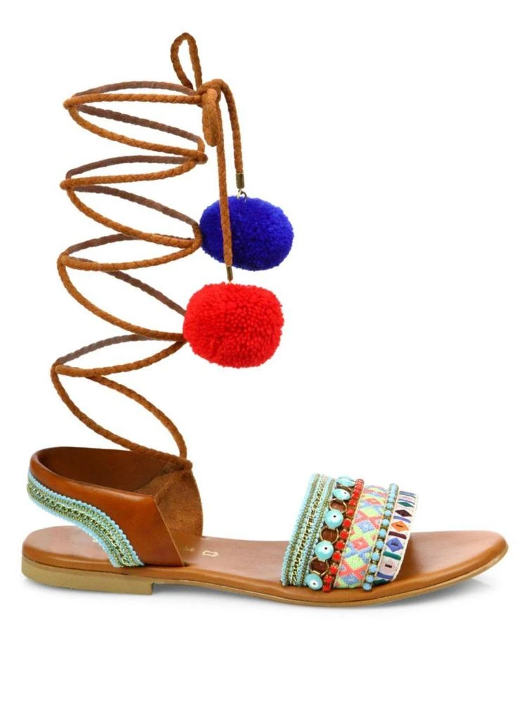 商品Elina Linardaki|L.A. Lover Embroidered Leather High-Wrap Sandals,价格¥688,第5张图片详细描述