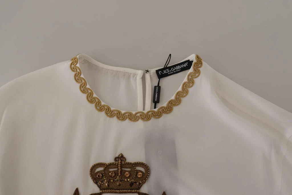 商品Dolce & Gabbana|Elegant Silk Blouse with gold Crown Women's Embroidery,价格¥8835,第4张图片详细描述