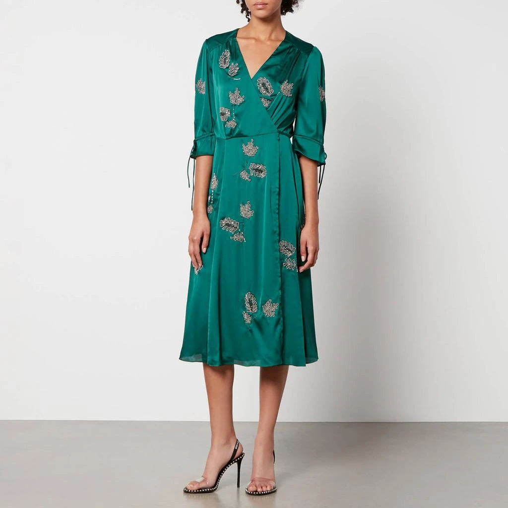 商品Hope & Ivy|Hope & Ivy Harley Bead-Embellished Satin Midi Wrap Dress,价格¥549,第1张图片