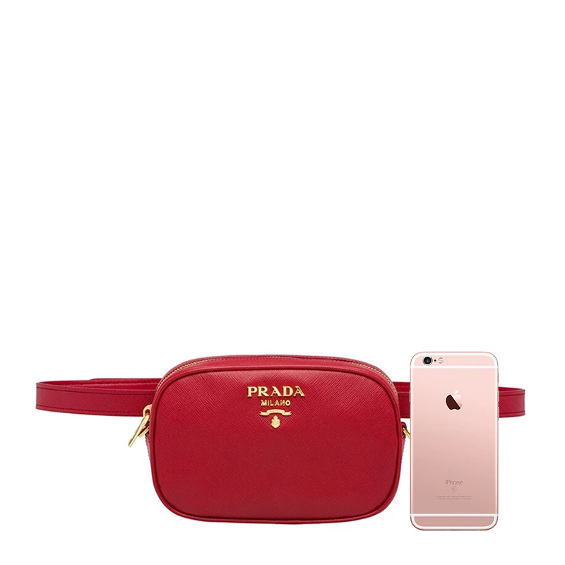 Prada 普拉达 女包红色牛皮斜挎腰包 1BL007-NZV-F068Z 商品