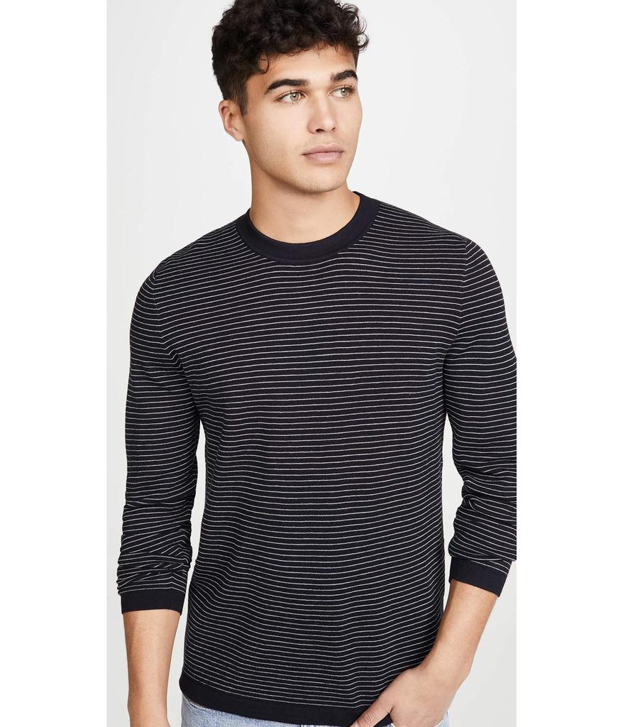 Men's Long Sleeve Merino Wool Stripe Sweater商品第2张图片规格展示