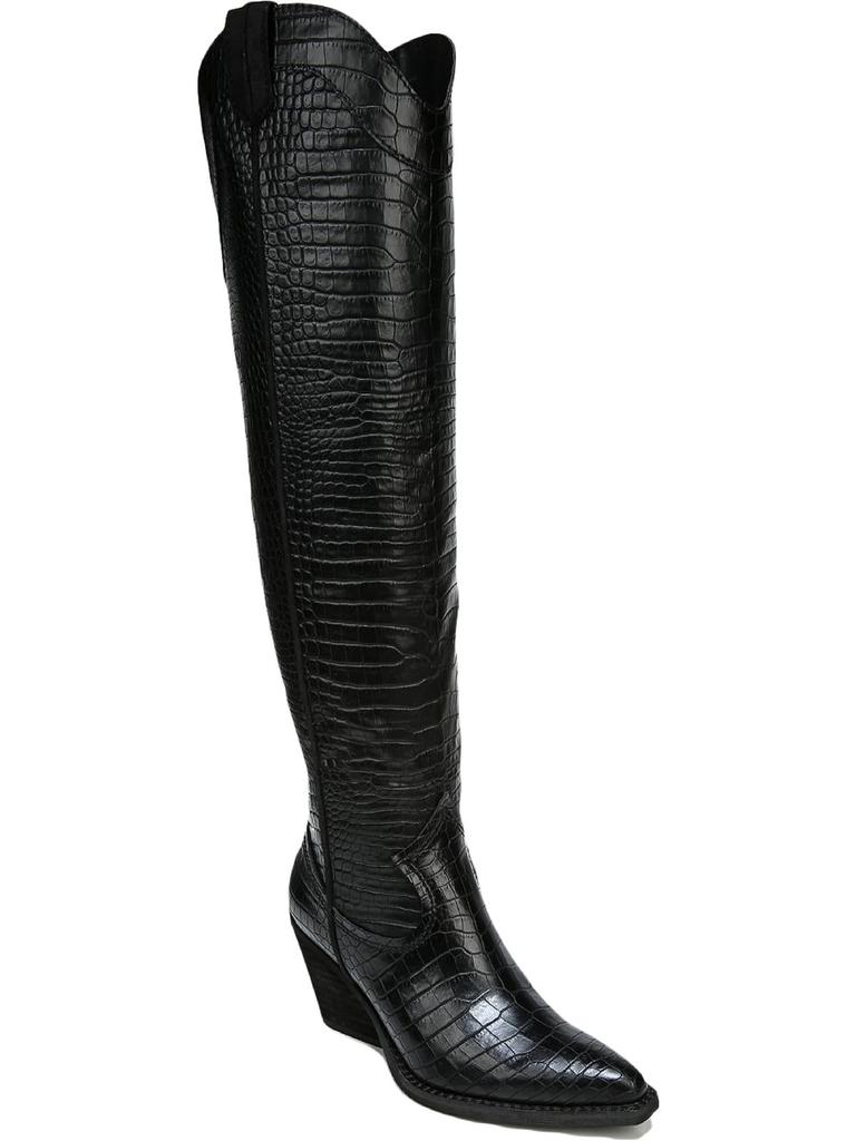 Rory Womens Faux Leather Snake Print Knee-High Boots商品第1张图片规格展示
