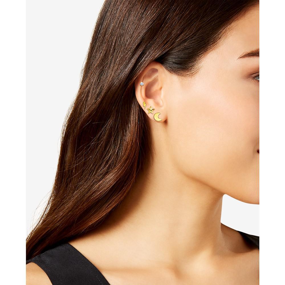 商品Macy's|4-Pc. Set Sky-Themed Single Stud Earrings in 10k Gold,价格¥730,第4张图片详细描述