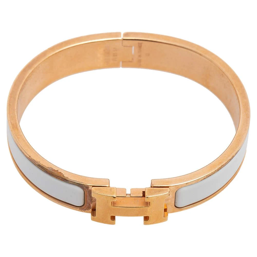 商品[二手商品] Hermes|Hermes White Enamel Gold Plated Clic H Bracelet,价格¥2943,第5张图片详细描述