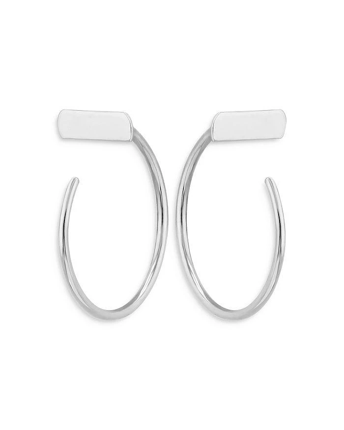 商品Moon & Meadow|14K White Gold Bar Hoop Earrings - 100% Exclusive,价格¥597,第1张图片