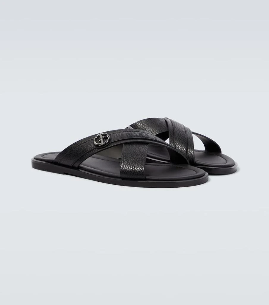 商品Giorgio Armani|Logo皮革凉拖鞋,价格¥6334,第5张图片详细描述