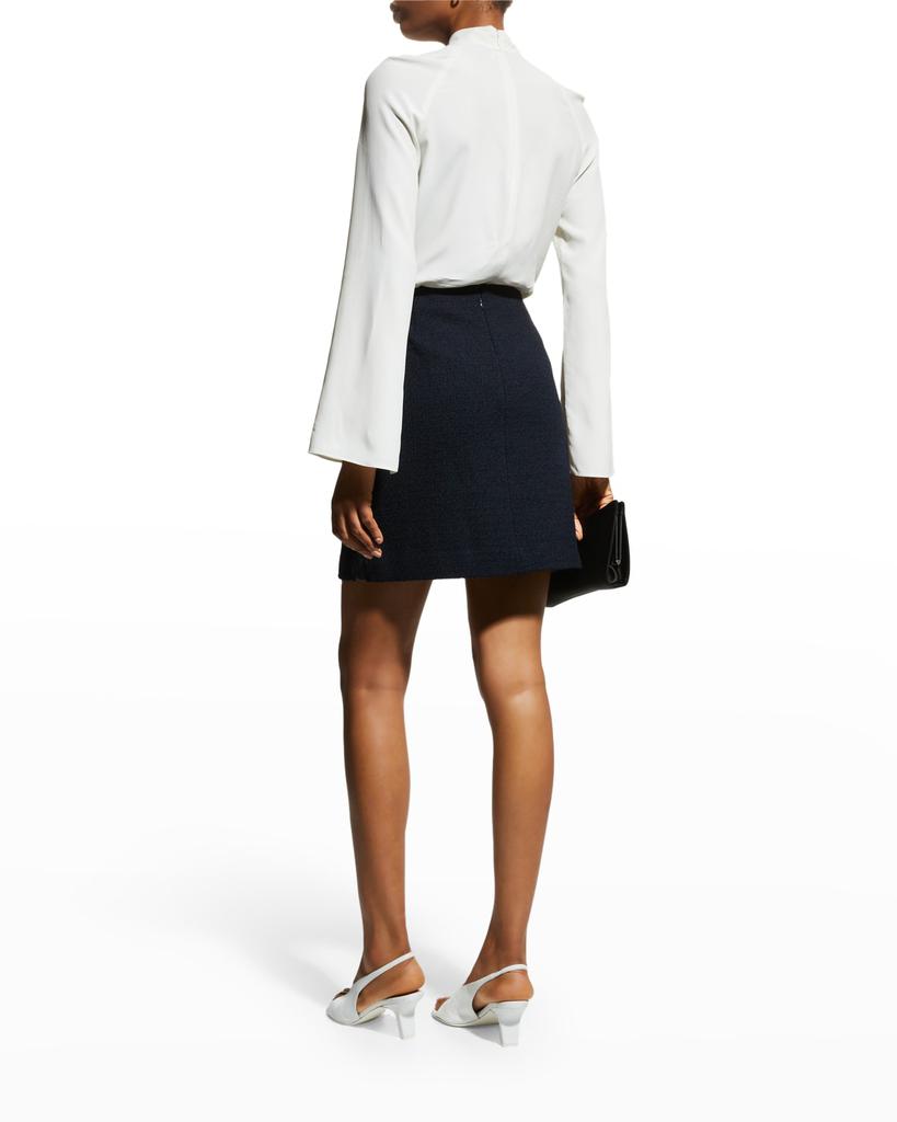 Vegan Leather Side-Stripe Tweed Mini Skirt商品第3张图片规格展示