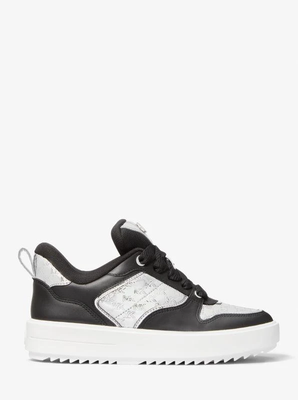 商品Michael Kors|Rumi Leather and Logo-Embossed Metallic Platform Sneakers,价格¥421,第2张图片详细描述