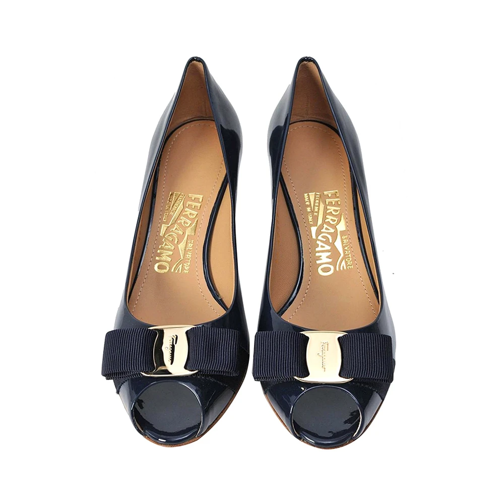 SALVATORE FERRAGAMO 深蓝色女士坡跟鞋 0539742 商品
