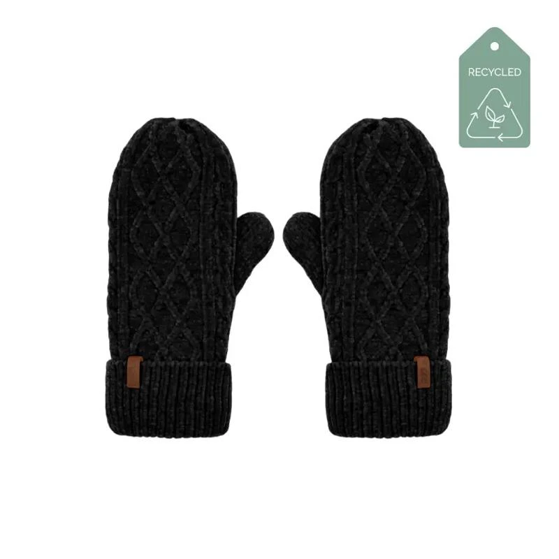 商品Pudus|Recycled Mittens Chenille Knit Black ONE SIZE,价格¥159,第1张图片