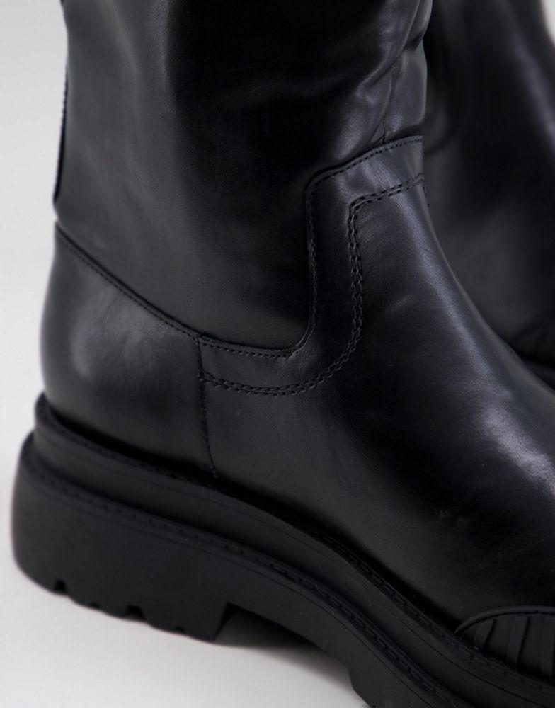 ASOS DESIGN calf length chelsea boot in black faux leather with matte finish商品第4张图片规格展示