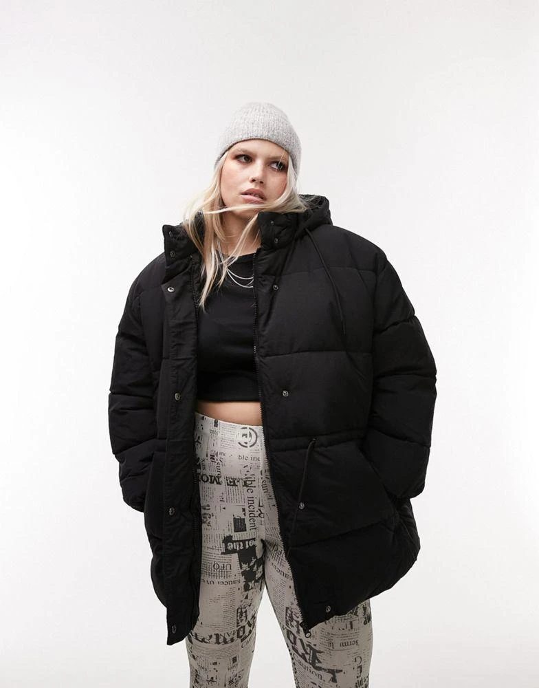 商品Topshop|Topshop Curve mid length tie waist puffer jacket black,价格¥681,第4张图片详细描述