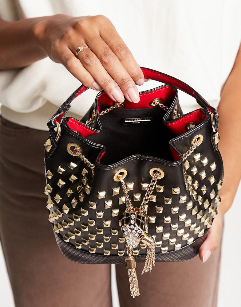 ALDO Elbentariel bucket bag with studs in black商品第2张图片规格展示