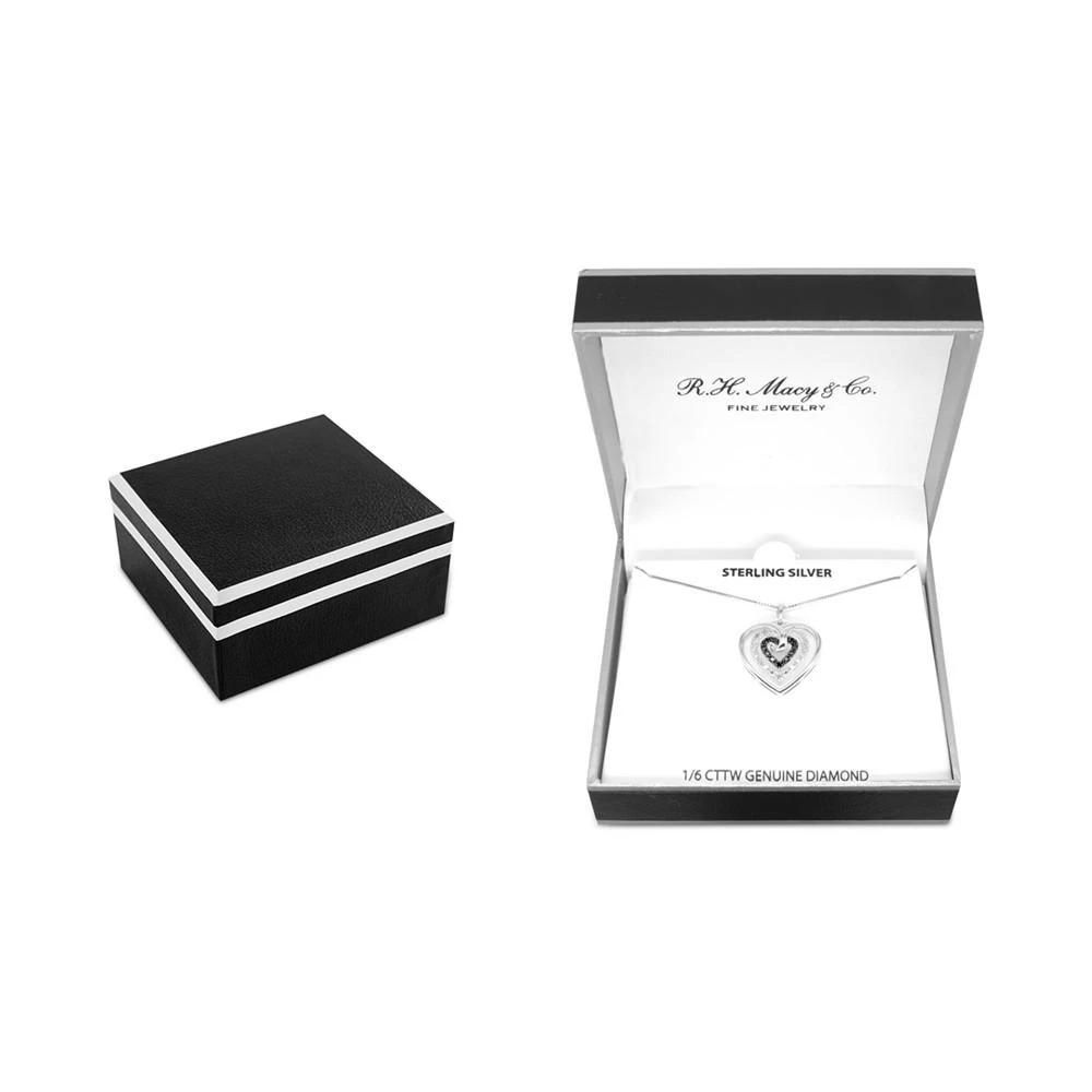 商品Macy's|Black Diamond (1/10 ct. t.w.) & White Diamond (1/20 ct. t.w.) Open Heart 18" Pendant Necklace in Sterling Silver,价格¥377,第3张图片详细描述