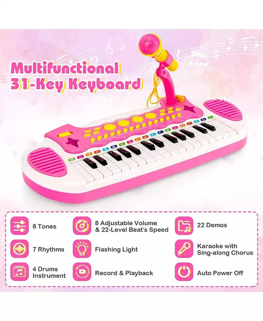 商品Costway|31 Key Kids Piano Keyboard Toy Toddler Musical Instrument w/ Microphone,价格¥330,第3张图片详细描述