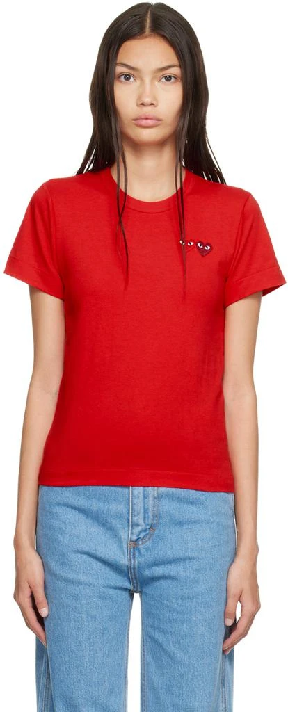 商品Comme des Garcons|Red Double Heart T-Shirt,价格¥701,第1张图片
