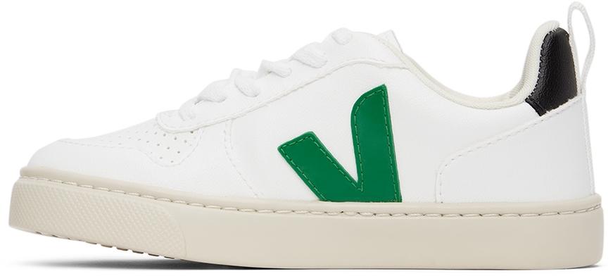 Kids White & Green Vegan V-10 Lace-Up Sneakers商品第3张图片规格展示